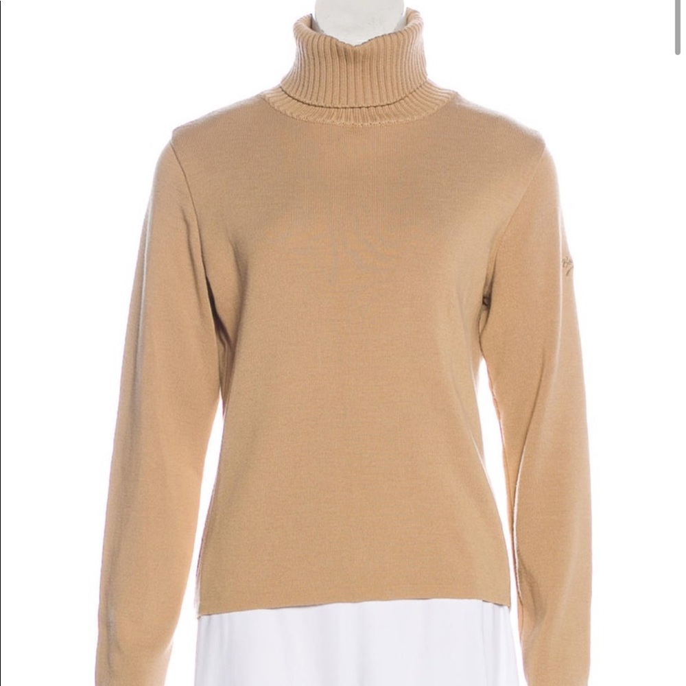 Bogner Virgin Wool-Blend Beige Turtleneck Sweater